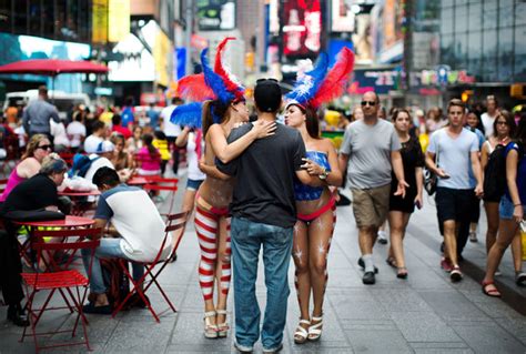 des nudas|The Desnudas of Times Square, Topless but for the Paint.